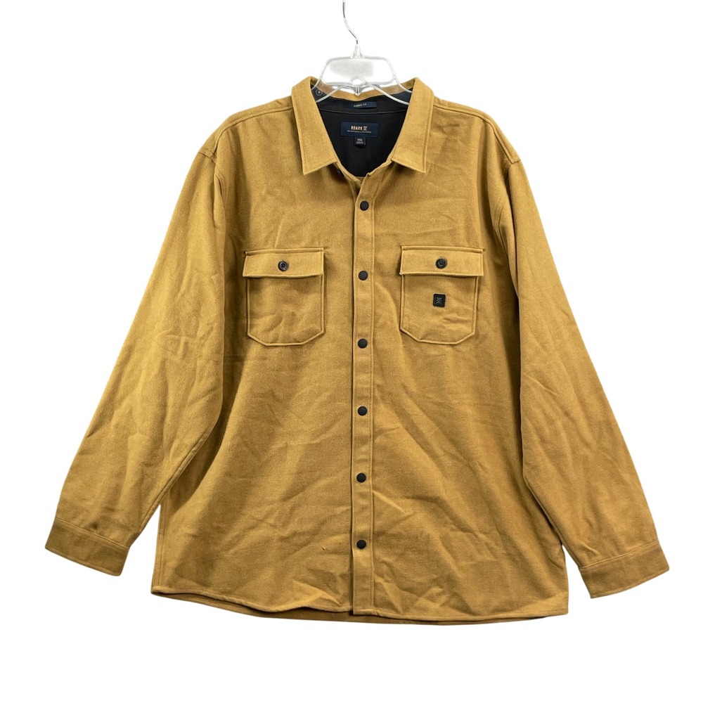 Roark Nordsman Flannel‎ Shirt Jacket Mens XXL Mustard Yellow Wool Blend Gorpcore